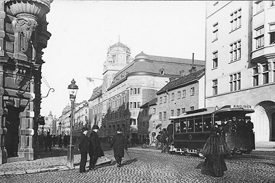 Конный трамвай (линия/маршрут Ringlinjen) на Vasagatan, 1904 г.