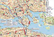 ОТ Стокгольма: фрагмент карты Stockholms innerstad с маршрутами SL